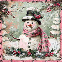 Thumbnail for Pink Snowman Sign, DCO-102217, Sign For Wreath, 10x10in Metal Sign