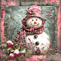 Thumbnail for Pink Snowman Sign, DCO-102218, Sign For Wreath, 10x10in Metal Sign