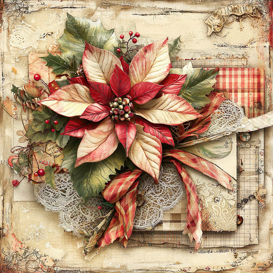 Christmas Poinsettia, DCO-102223, Sign For Wreath, 10x10in Metal Sign