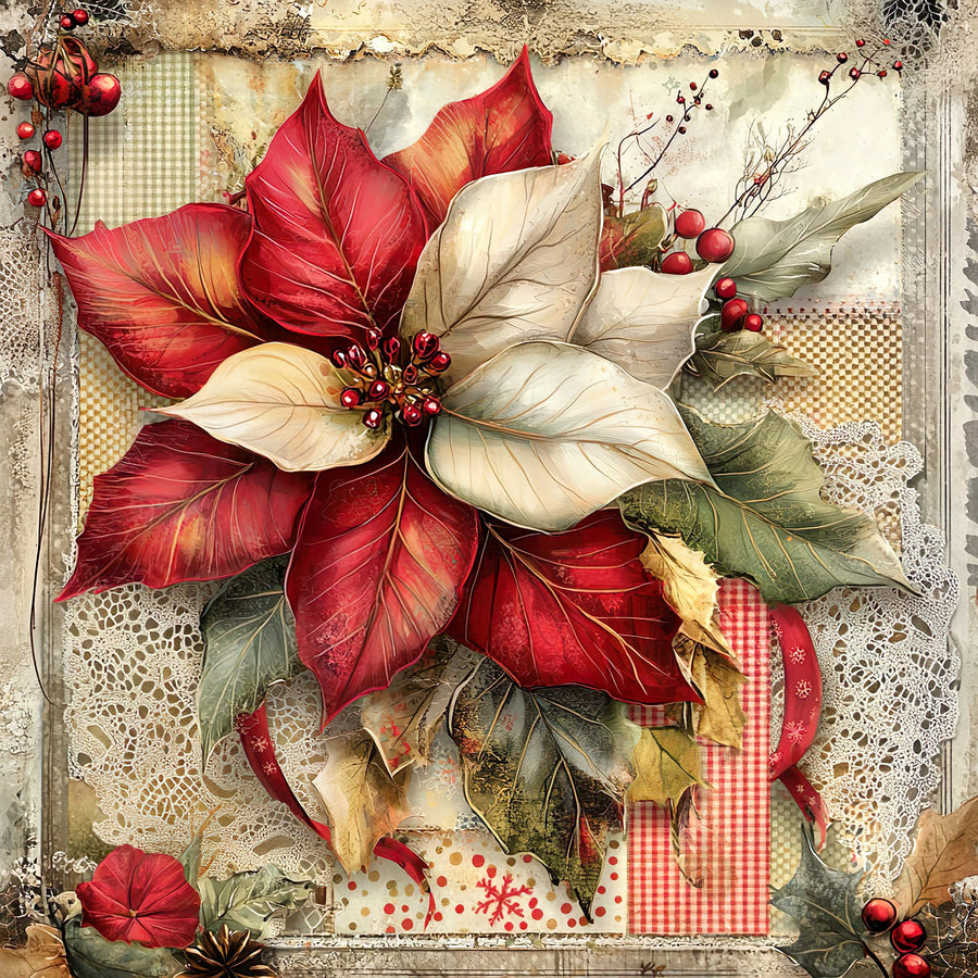 Christmas Poinsettia, DCO-102228, Sign For Wreath, 10x10in Metal Sign