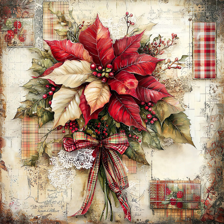 Christmas Poinsettia, DCO-102234, Sign For Wreath, 10x10in Metal Sign