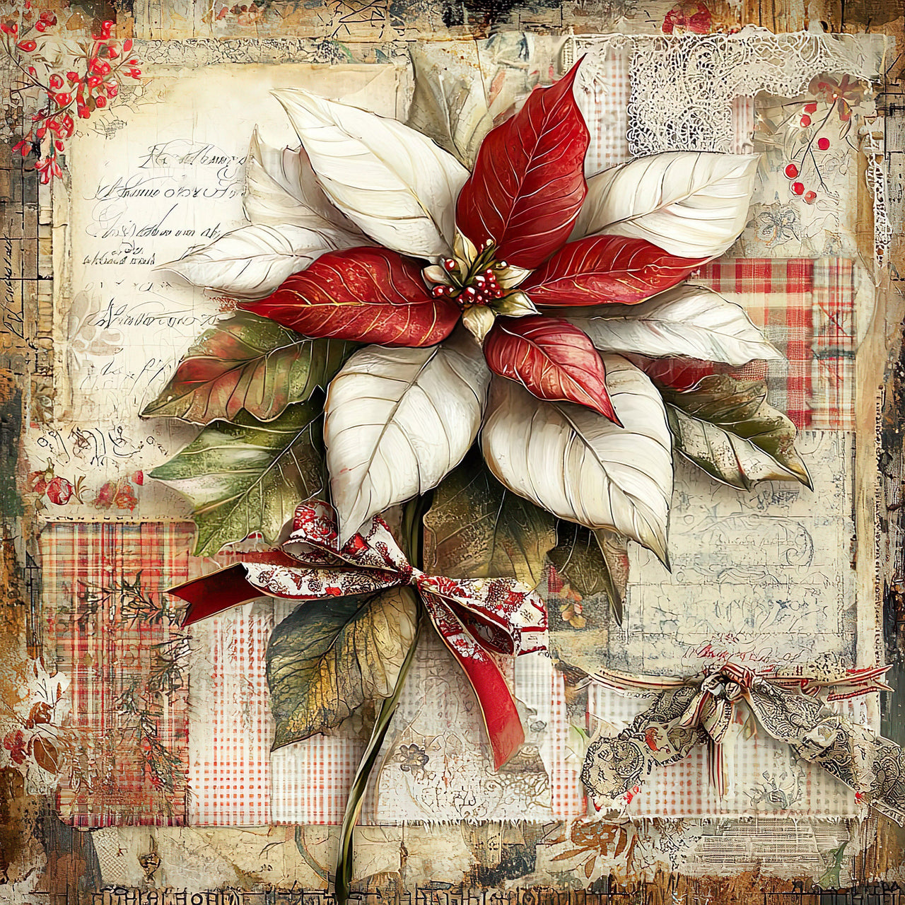 Christmas Poinsettia, DCO-102235, Sign For Wreath, 10x10in Metal Sign