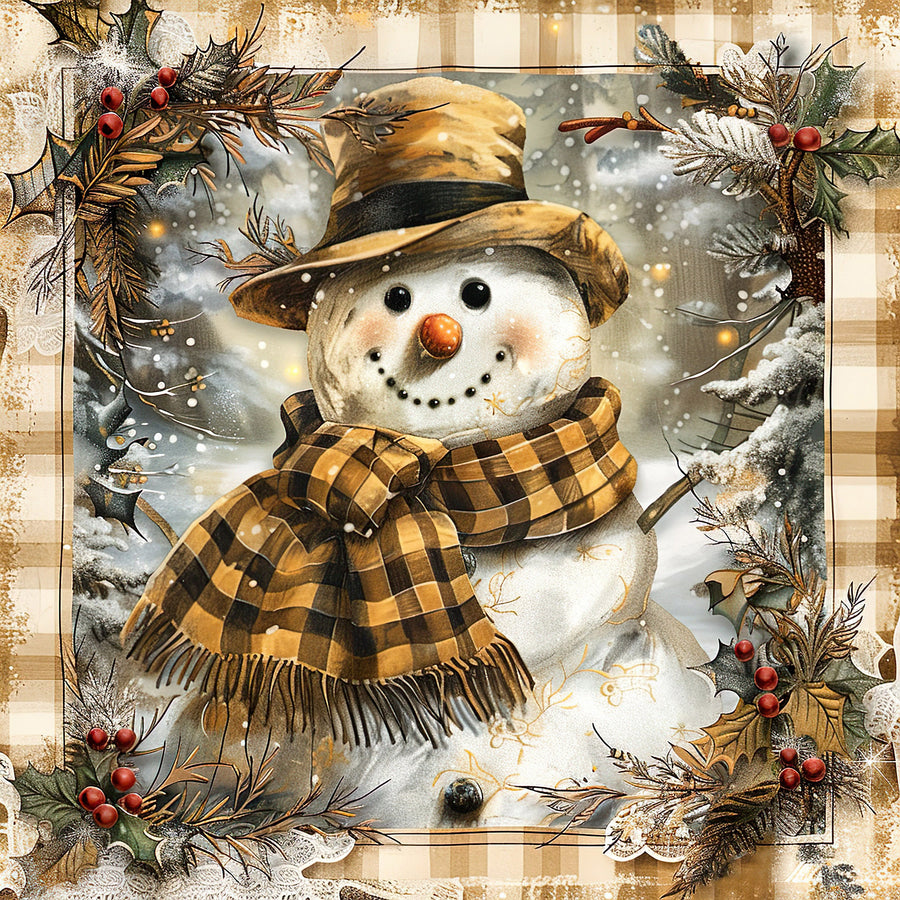 Rustic Snowman Sign, DCO-102286, Sign For Wreath, 10x10in Metal Sign