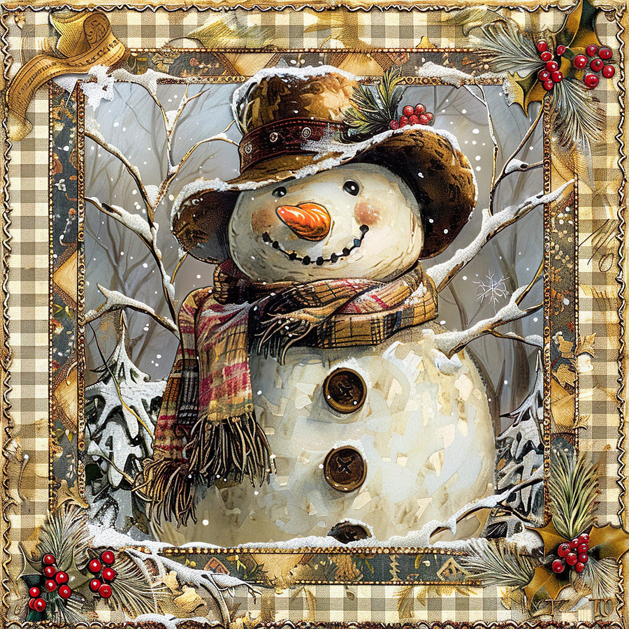 Rustic Snowman Sign, DCO-102290, Sign For Wreath, 10x10in Metal Sign