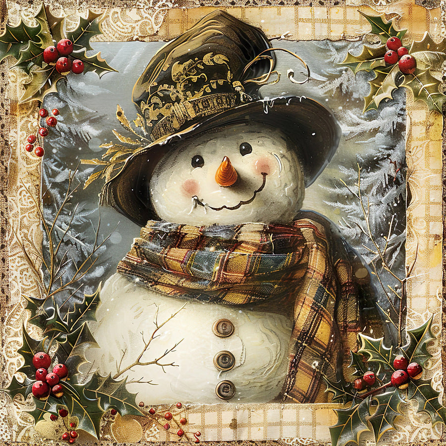 Rustic Snowman Sign, DCO-102292, Sign For Wreath, 10x10in Metal Sign