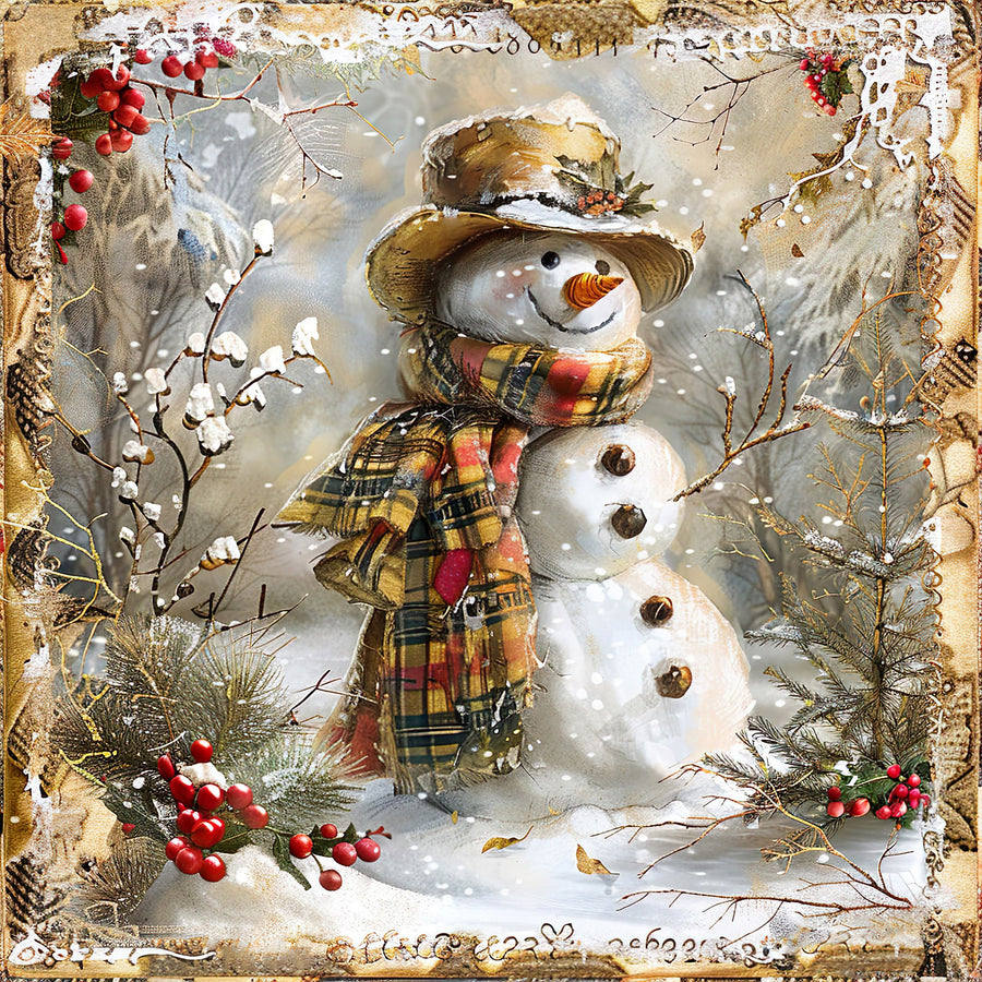 Rustic Snowman Sign, DCO-102297, Sign For Wreath, 10x10in Metal Sign