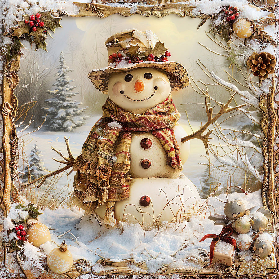 Rustic Snowman Sign, DCO-102299, Sign For Wreath, 10x10in Metal Sign