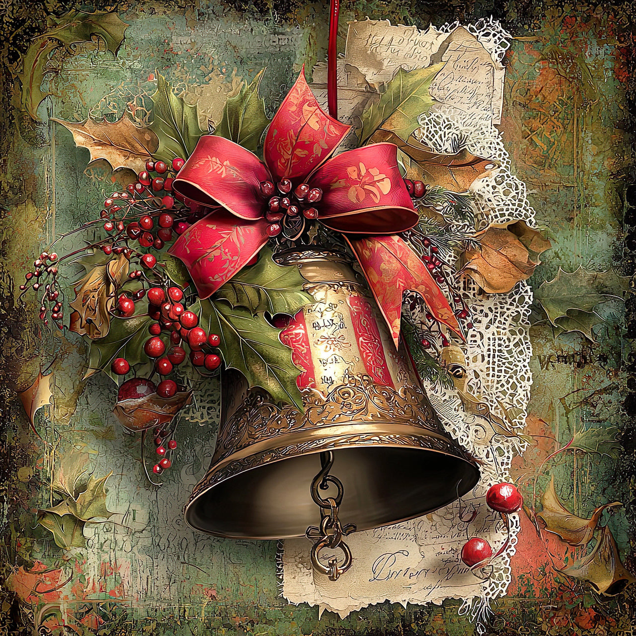 Christmas Bell Sign, DCO-102322, Sign For Wreath, 10x10in Metal Sign