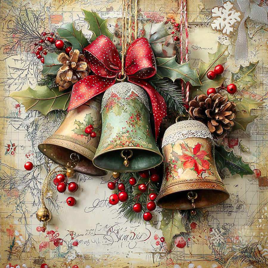 Christmas Bell Sign, DCO-102326, Sign For Wreath, 10x10in Metal Sign