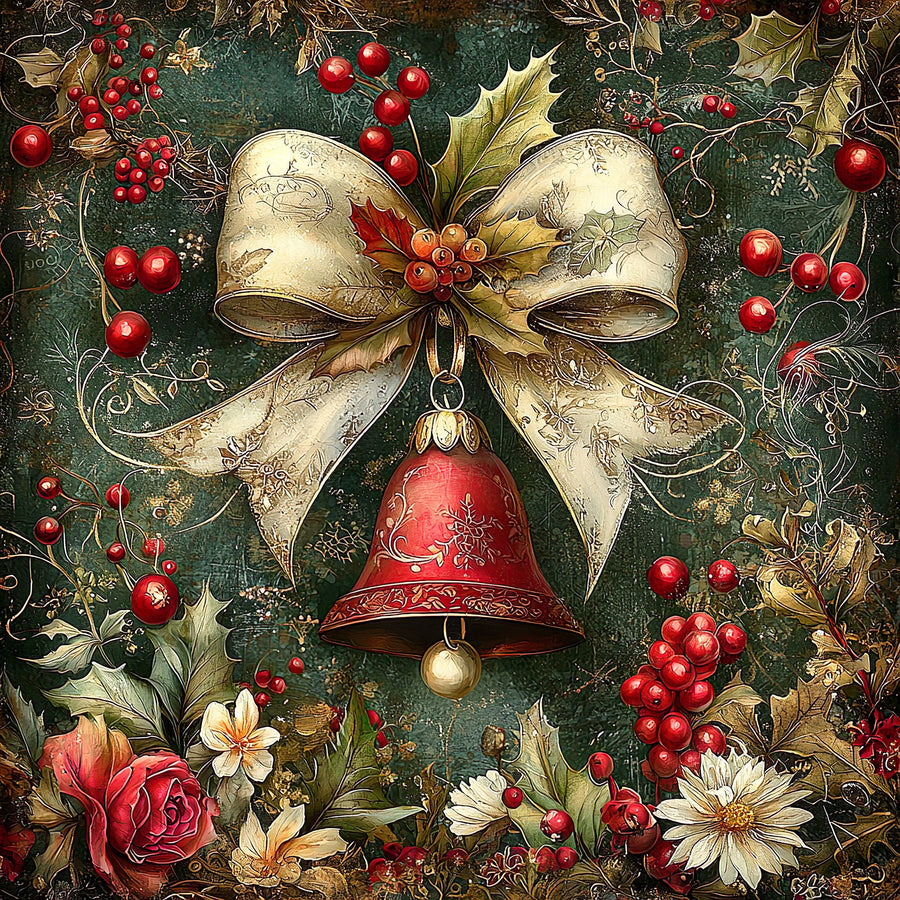 Christmas Bell Sign, DCO-102327, Sign For Wreath, 10x10in Metal Sign