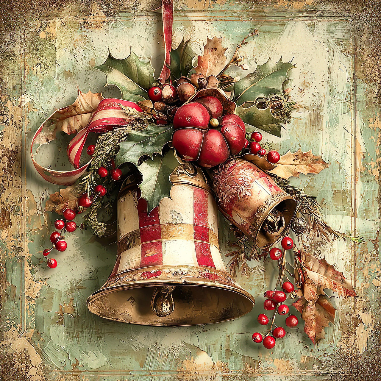 Christmas Bell Sign, DCO-102329, Sign For Wreath, 10x10in Metal Sign