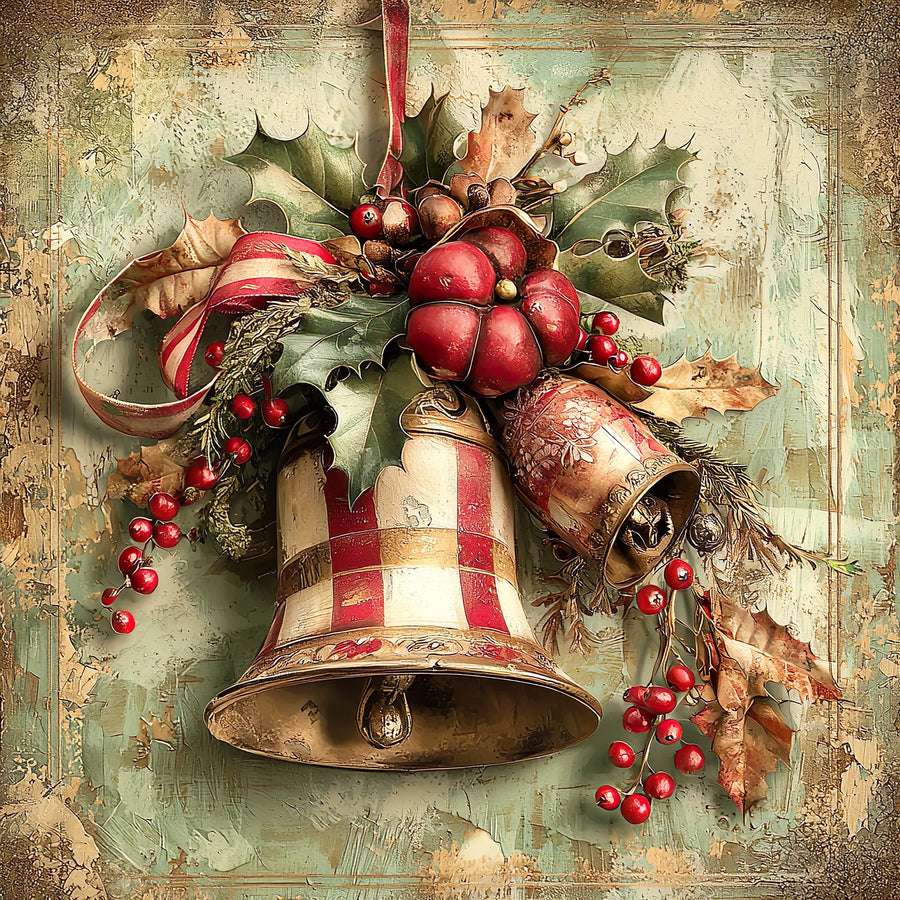 Christmas Bell Sign, DCO-102329, Sign For Wreath, 10x10in Metal Sign