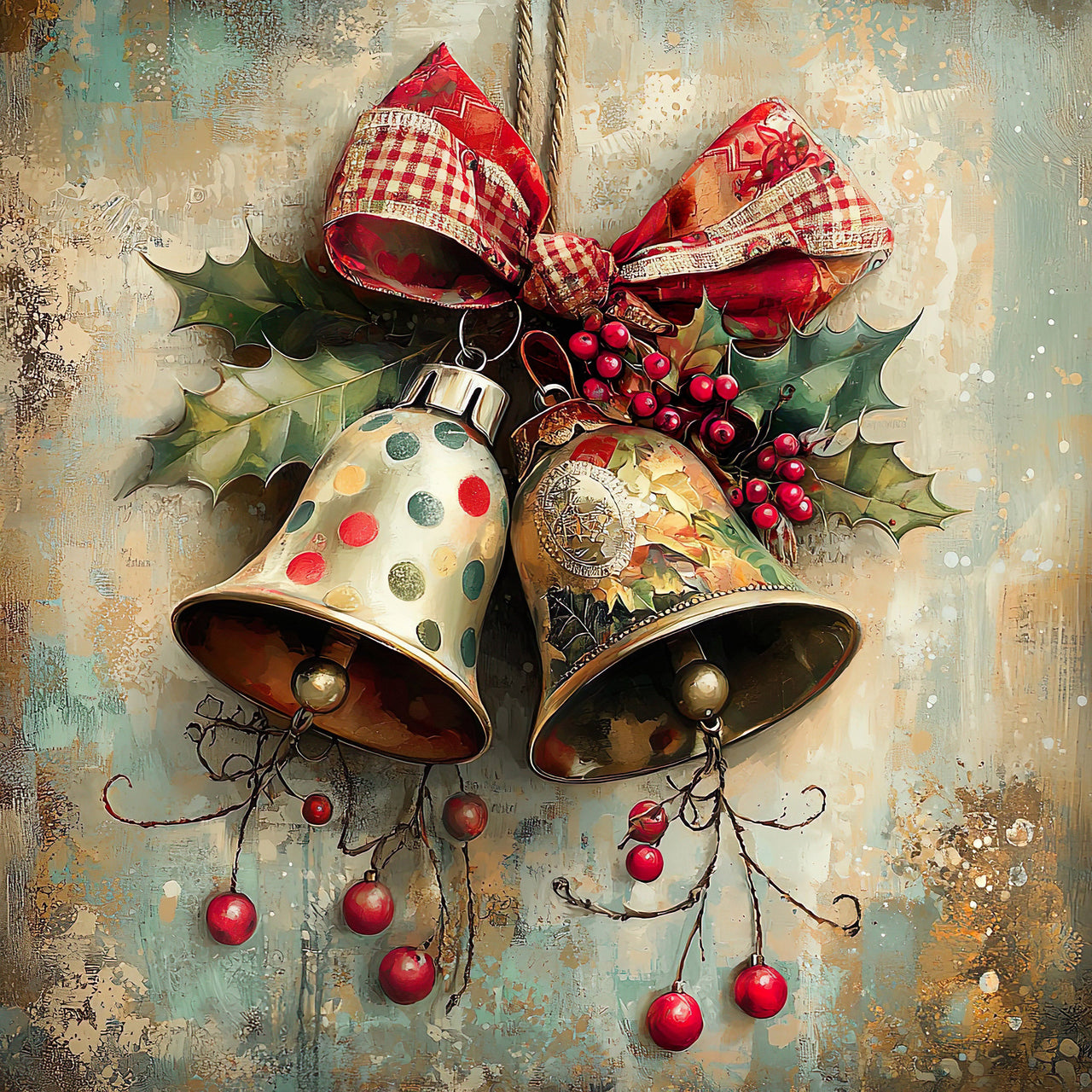Christmas Bell Sign, DCO-102332, Sign For Wreath, 10x10in Metal Sign
