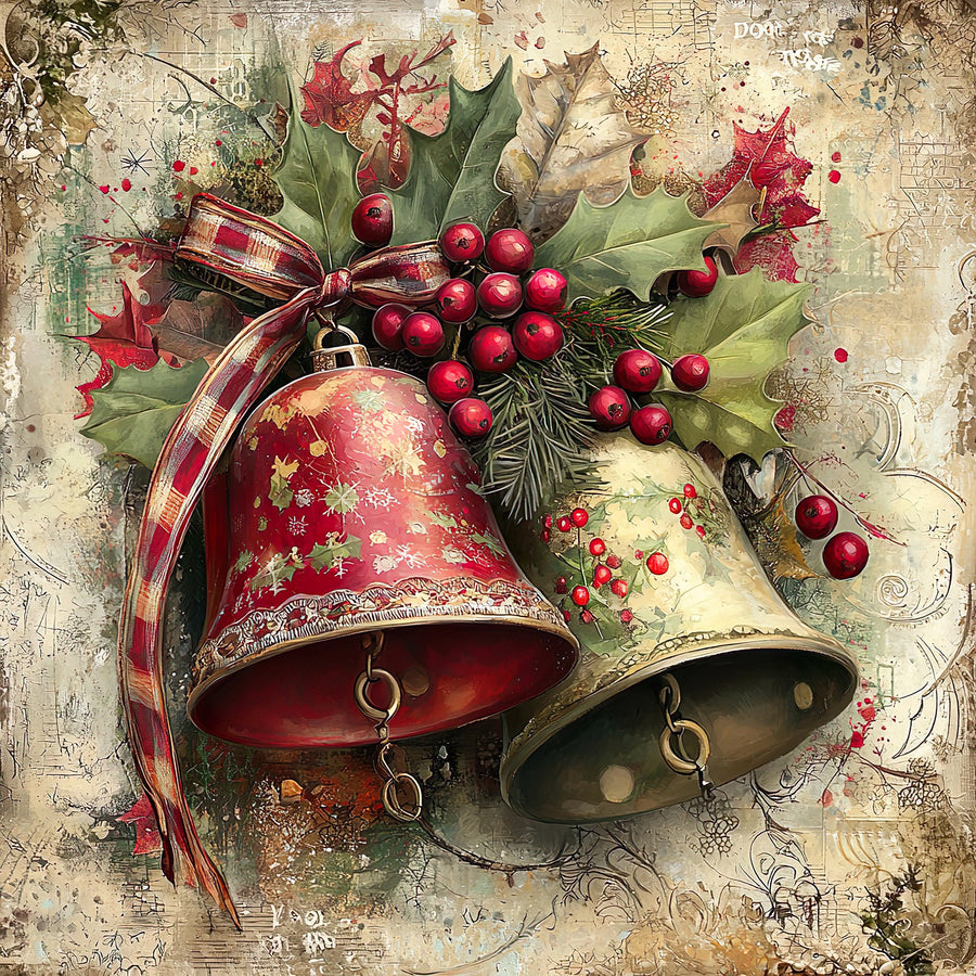 Christmas Bell Sign, DCO-102335, Sign For Wreath, 10x10in Metal Sign