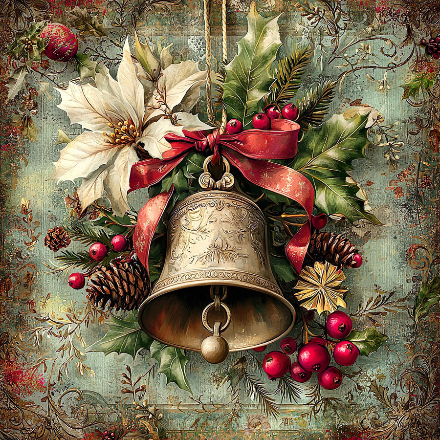 Christmas Bell Sign, DCO-102336, Sign For Wreath, 10x10in Metal Sign