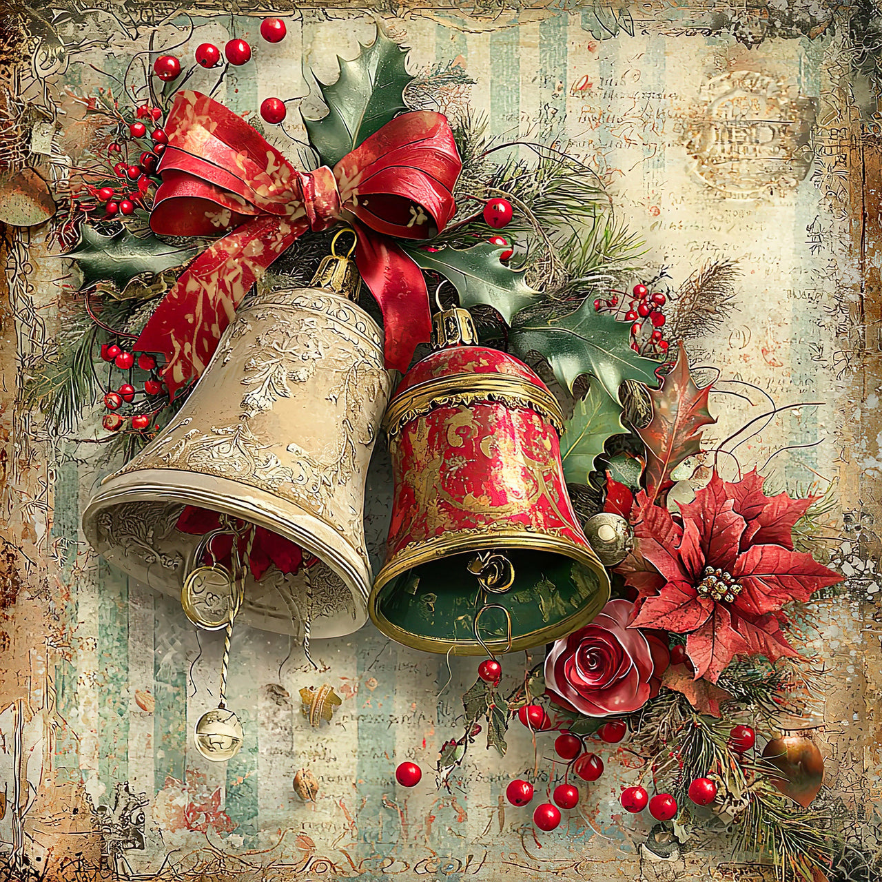 Christmas Bell Sign, DCO-102338, Sign For Wreath, 10x10in Metal Sign