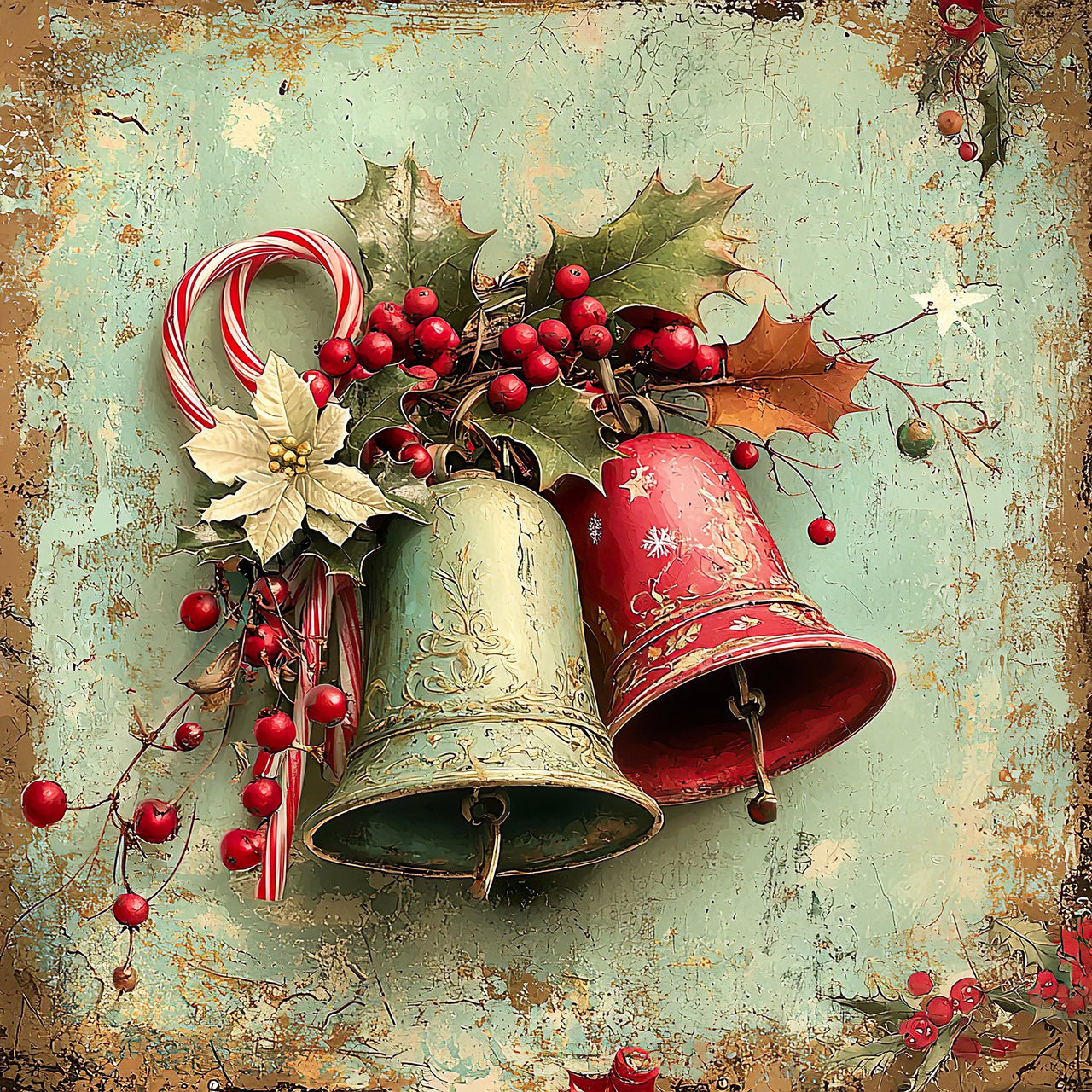 Christmas Bell Sign, DCO-102340, Sign For Wreath, 10x10in Metal Sign