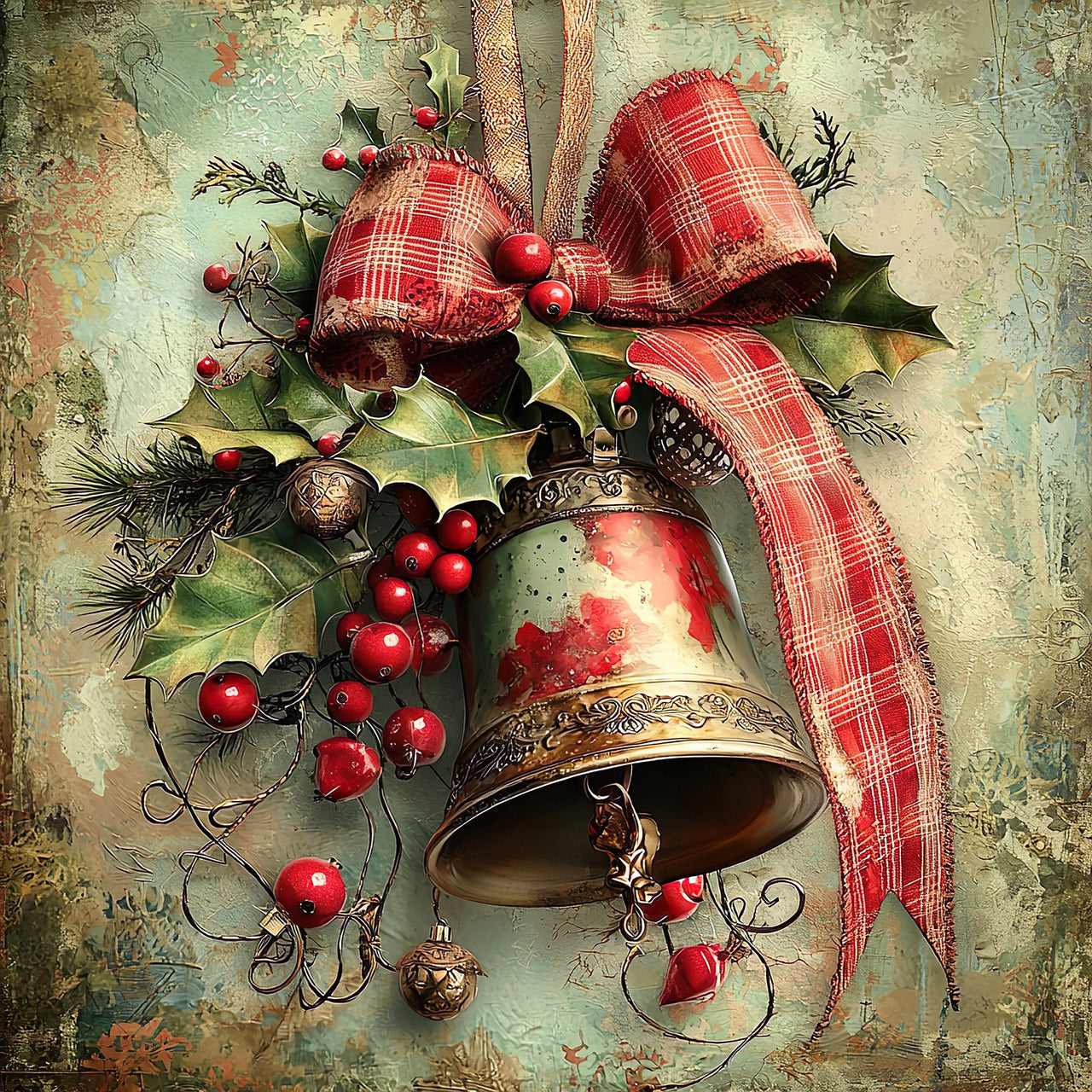 Christmas Bell Sign, DCO-102342, Sign For Wreath, 10x10in Metal Sign