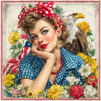 Thumbnail for Patriotic Pin Up Girl, DCO-102369, Sign For Wreath, 10x10in Metal Sign