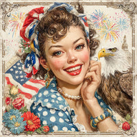 Thumbnail for Patriotic Pin Up Girl, DCO-102370, Sign For Wreath, 10x10in Metal Sign