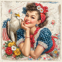 Thumbnail for Patriotic Pin Up Girl, DCO-102371, Sign For Wreath, 10x10in Metal Sign