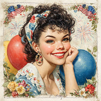 Thumbnail for Patriotic Pin Up Girl, DCO-102372, Sign For Wreath, 10x10in Metal Sign