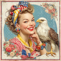 Thumbnail for Patriotic Pin Up Girl, DCO-102374, Sign For Wreath, 10x10in Metal Sign