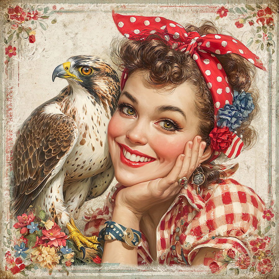 Patriotic Pin Up Girl, DCO-102376, Sign For Wreath, 10x10in Metal Sign