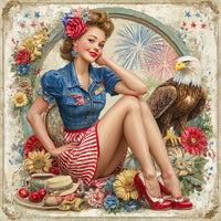 Thumbnail for Patriotic Pin Up Girl, DCO-102377, Sign For Wreath, 10x10in Metal Sign