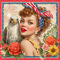 Thumbnail for Patriotic Pin Up Girl, DCO-102378, Sign For Wreath, 10x10in Metal Sign