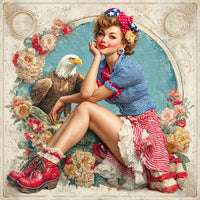 Thumbnail for Patriotic Pin Up Girl, DCO-102381, Sign For Wreath, 10x10in Metal Sign