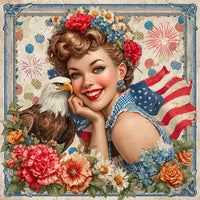 Thumbnail for Patriotic Pin Up Girl, DCO-102382, Sign For Wreath, 10x10in Metal Sign