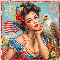 Thumbnail for Patriotic Pin Up Girl, DCO-102383, Sign For Wreath, 10x10in Metal Sign