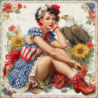 Thumbnail for Patriotic Pin Up Girl, DCO-102384, Sign For Wreath, 10x10in Metal Sign