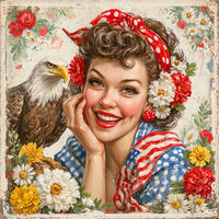Thumbnail for Patriotic Pin Up Girl, DCO-102385, Sign For Wreath, 10x10in Metal Sign