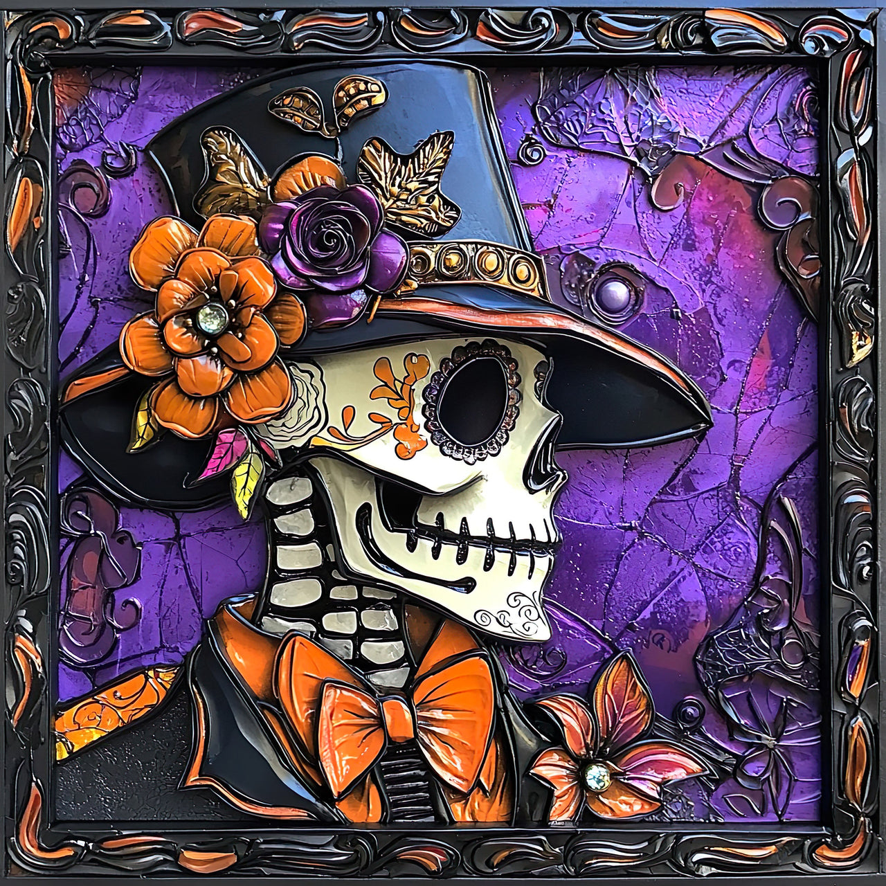 Halloween Skull Sign, DCO-102387, Sign For Wreath, 10x10in Metal Sign