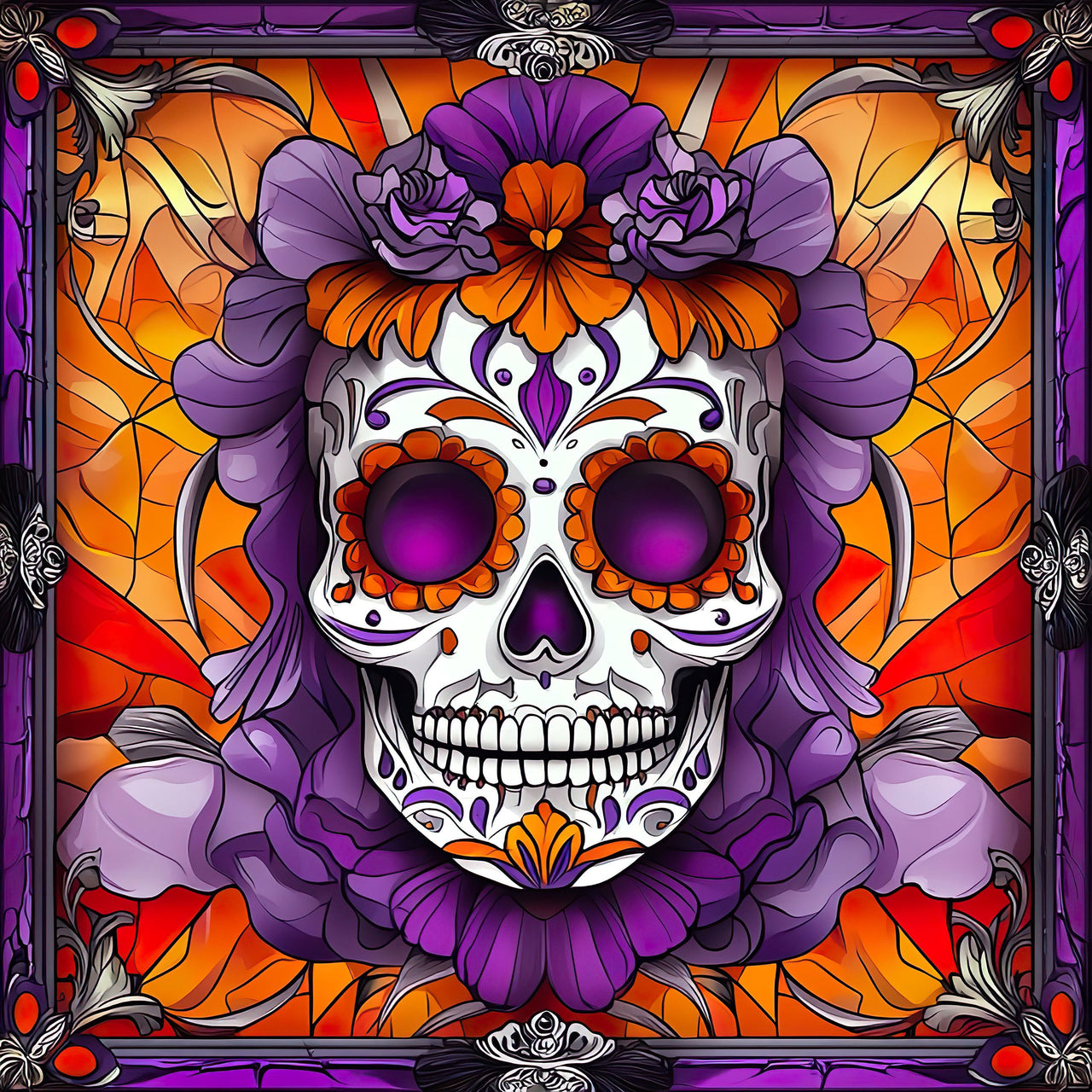 Halloween Skull Sign, DCO-102390, Sign For Wreath, 10x10in Metal Sign