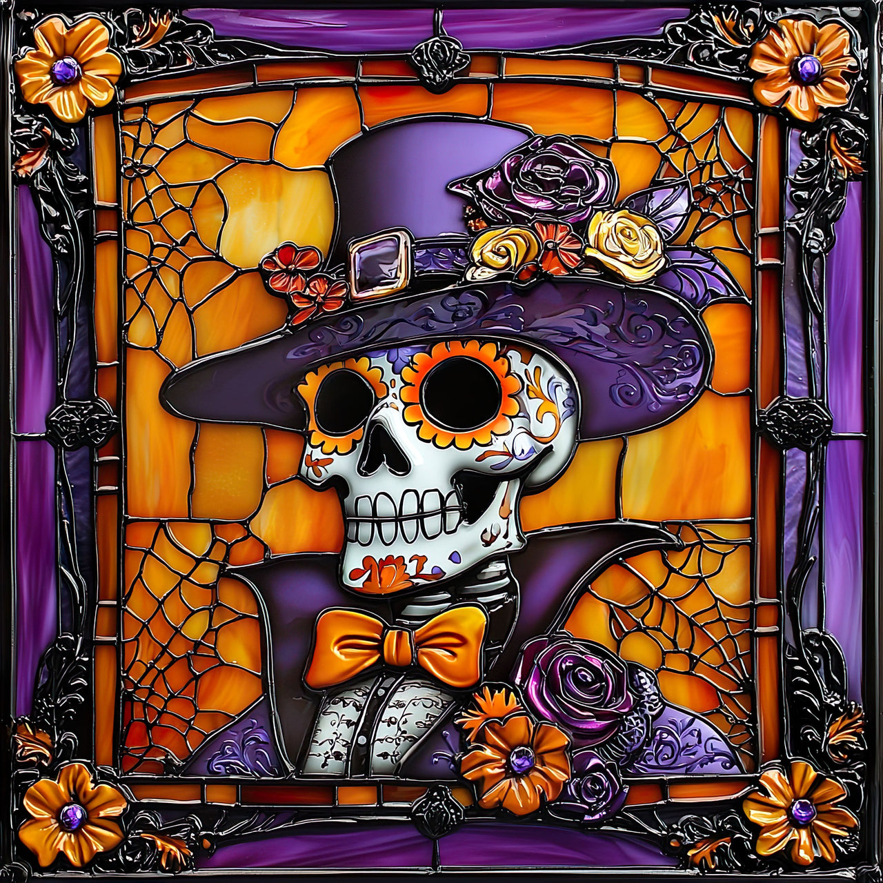Halloween Skull Sign, DCO-102391, Sign For Wreath, 10x10in Metal Sign