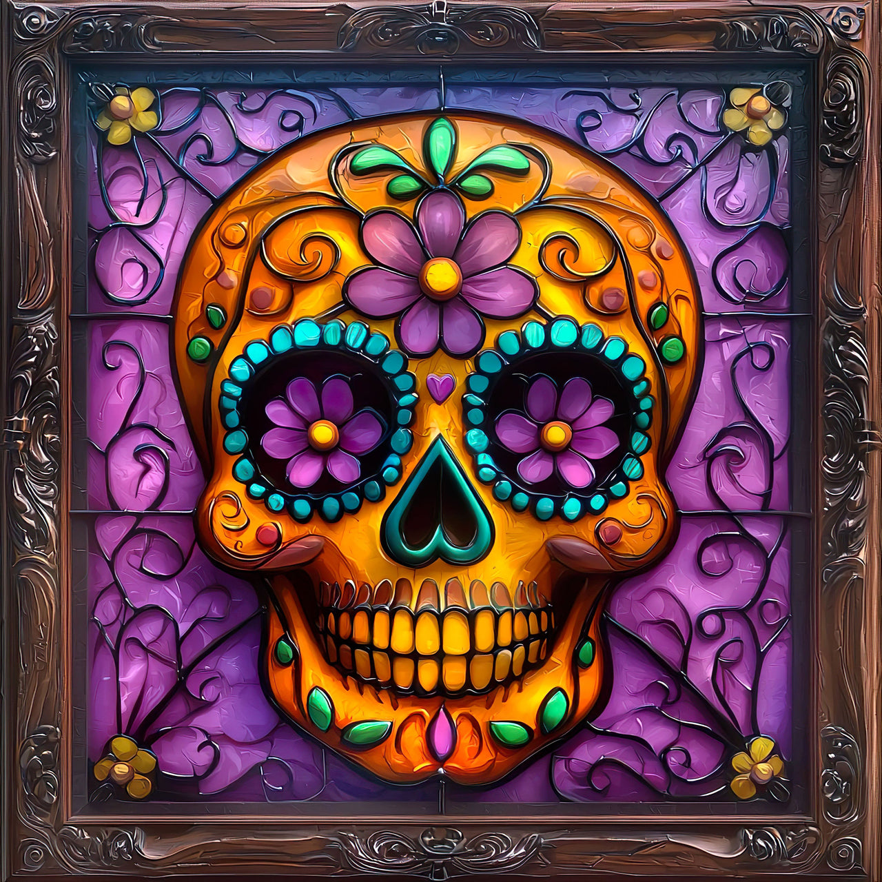 Halloween Skull Sign, DCO-102395, Sign For Wreath, 10x10in Metal Sign