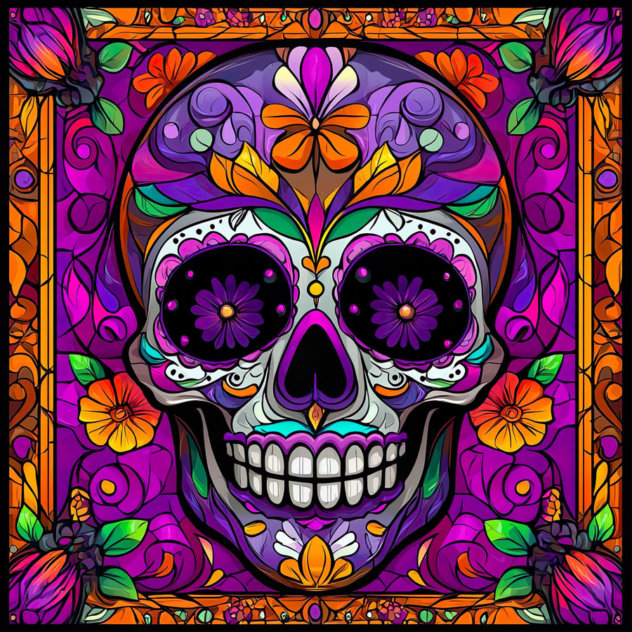 Halloween Skull Sign, DCO-102400, Sign For Wreath, 10x10in Metal Sign