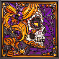 Thumbnail for Halloween Skull Sign, DCO-102401, Sign For Wreath, 10x10in Metal Sign