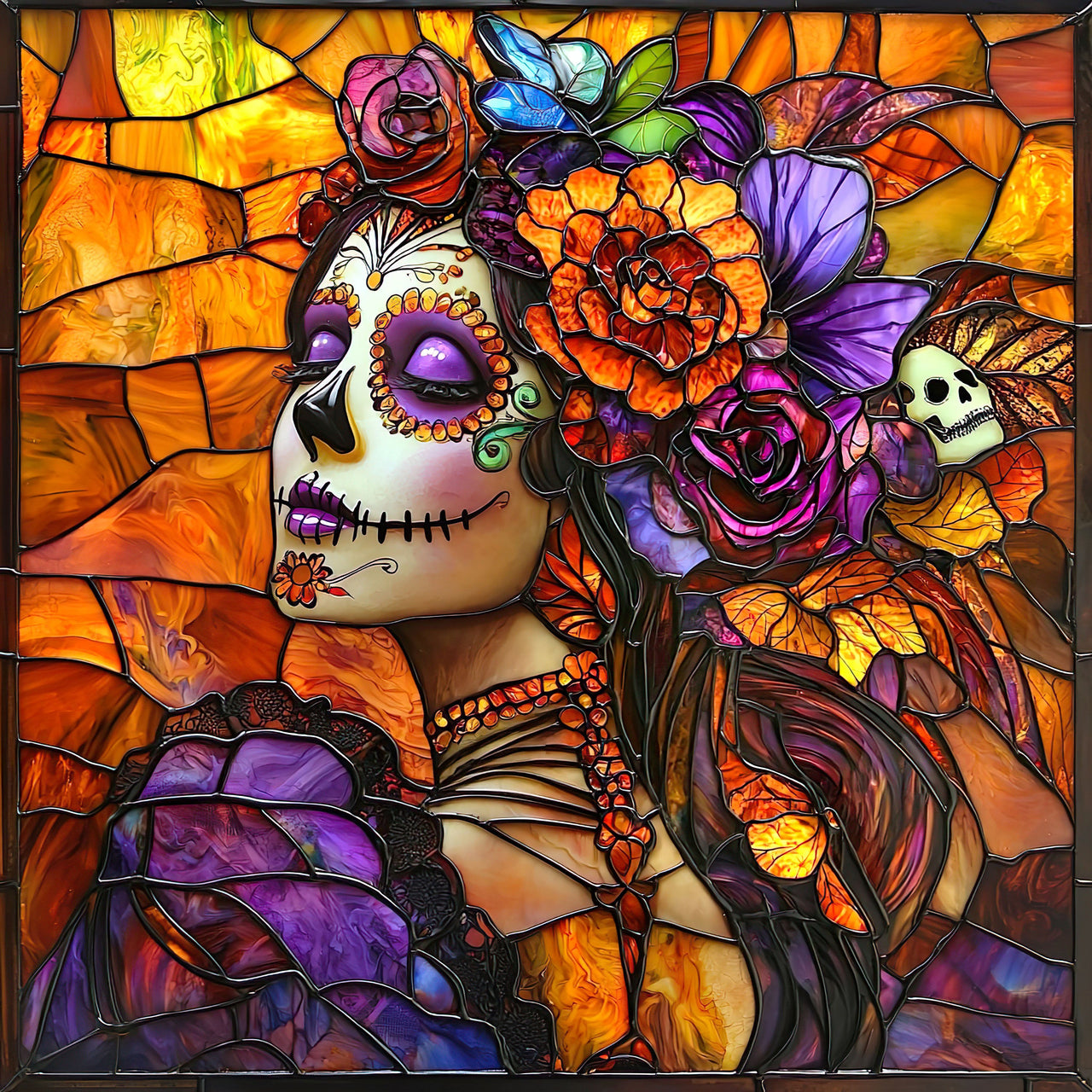 Halloween Skull Sign, DCO-102402, Sign For Wreath, 10x10in Metal Sign