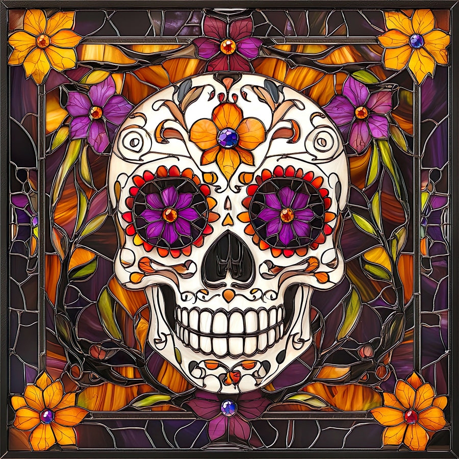 Halloween Skull Sign, DCO-102403, Sign For Wreath, 10x10in Metal Sign