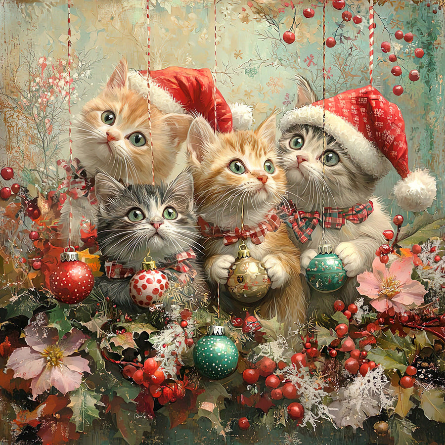 Christmas Cat Sign, DCO-102407, Sign For Wreath, 10x10in Metal Sign