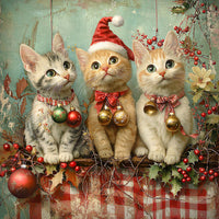 Thumbnail for Christmas Cat Sign, DCO-102409, Sign For Wreath, 10x10in Metal Sign