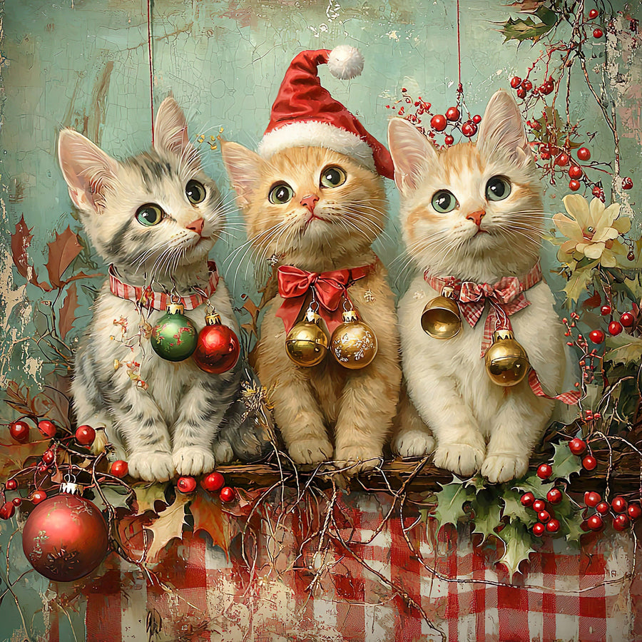 Christmas Cat Sign, DCO-102409, Sign For Wreath, 10x10in Metal Sign