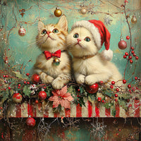 Thumbnail for Christmas Cat Sign, DCO-102411, Sign For Wreath, 10x10in Metal Sign