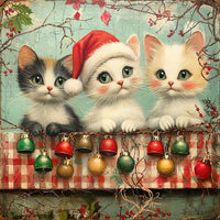 Thumbnail for Christmas Cat Sign, DCO-102412, Sign For Wreath, 10x10in Metal Sign