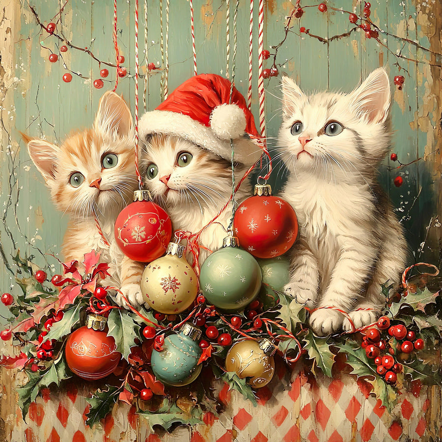 Christmas Cat Sign, DCO-102413, Sign For Wreath, 10x10in Metal Sign