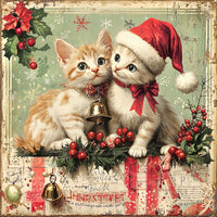 Thumbnail for Christmas Cat Sign, DCO-102416, Sign For Wreath, 10x10in Metal Sign